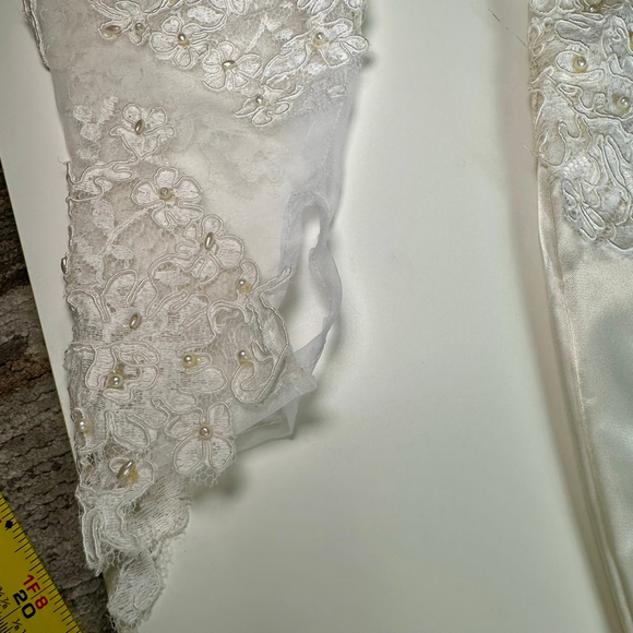 Vintage Wedding Dress Size Small Custom Made With Lace Seed Pearls Fully Lined - Picture 9 of 15
